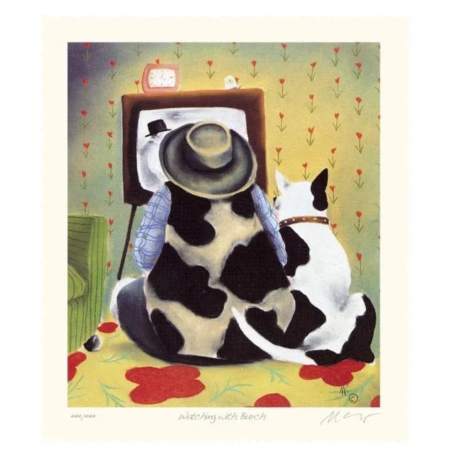 Mackenzie Thorpe "Watching With Butch" Hand Signed Numbered Serigraph Art Print For Sale