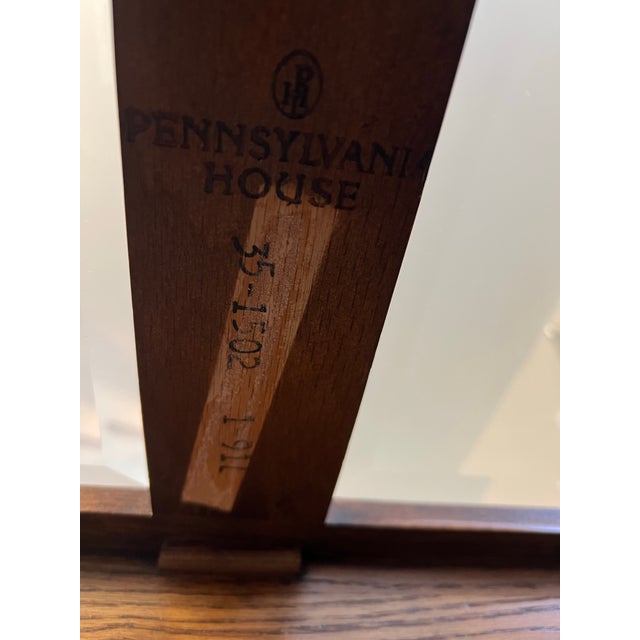 Coffee 1970s Pennsylvania House Queen Anne Oak Glass Coffee Table Carved Vintage For Sale - Image 8 of 8