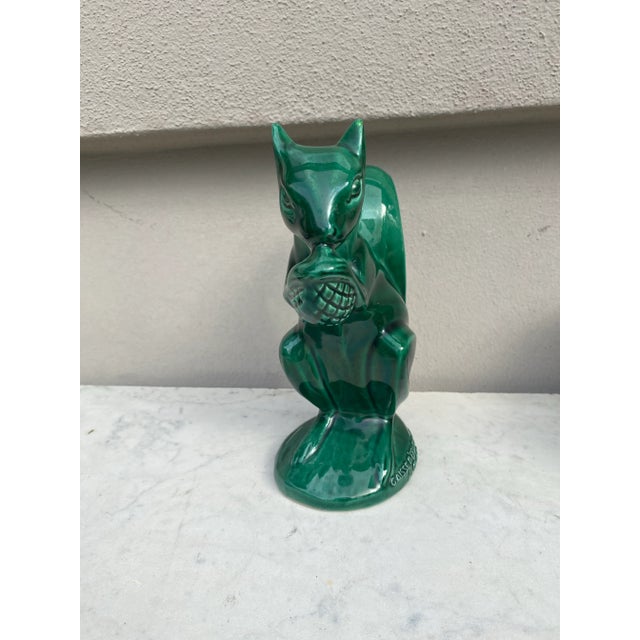1950s Large Green Majolica Money Bank Squirrel Circa 1950 For Sale - Image 5 of 10