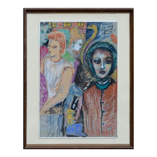 1980's Figurative -- David Bowie, Iman and Friends by Zoa Ace For Sale