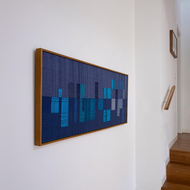Blue Spigolatura 100 Handwoven Wall Art by Susanna Costantini For Sale - Image 8 of 9