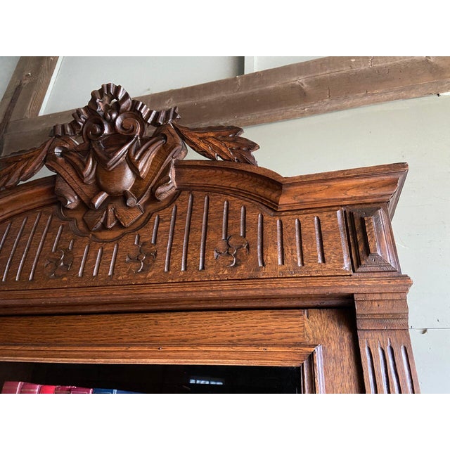 Antique Oak Bookcase For Sale - Image 10 of 11
