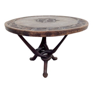 Vintage African Handmade Wooden Folding Table, 1960s For Sale
