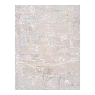 Modern Silk & Wool Silver Area Rug-10' 2'' X 14' 3'' For Sale