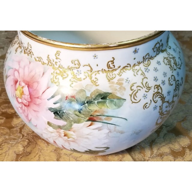 1900 - 1909 Antique Jean Pouyat Petler (Jpl) Hand Painted Jardiniere (1905) For Sale - Image 5 of 11