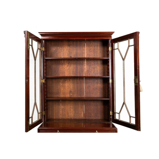 Wood George III English Antique Mahogany Bookcase Secretary Desk Circa 1780 For Sale - Image 7 of 12