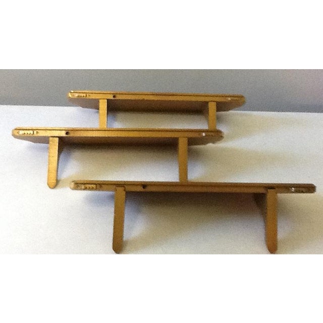 Vintage Gold Wood Wall Shelves With Plate Groove Chairish
