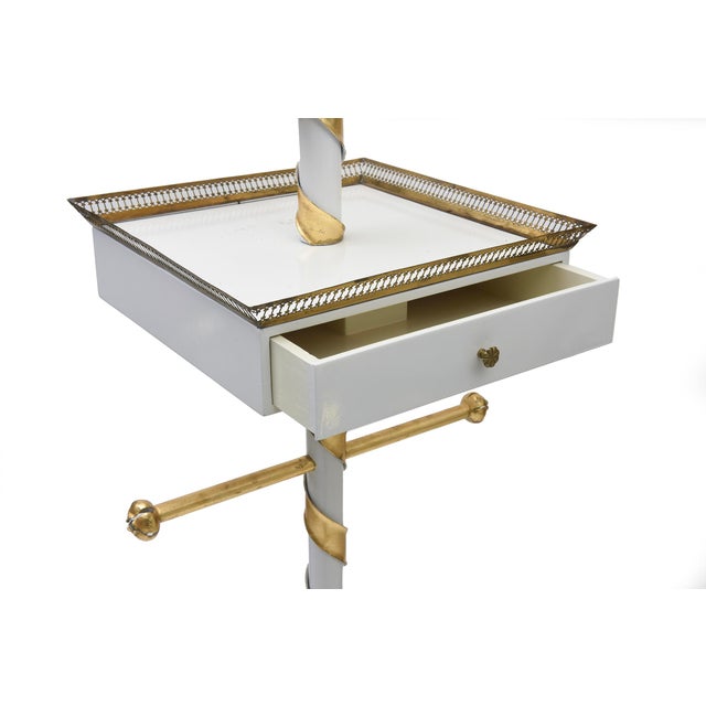 Mid Century Modern Italian Swivel MIrror Stand by Mingazzi, Gold Leaf, Brass and Lacquered Wood For Sale In Miami - Image 6 of 11
