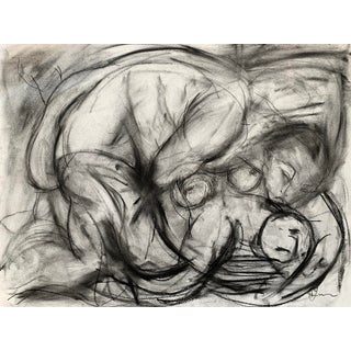 Lovers Drawing Charcoal on Paper For Sale