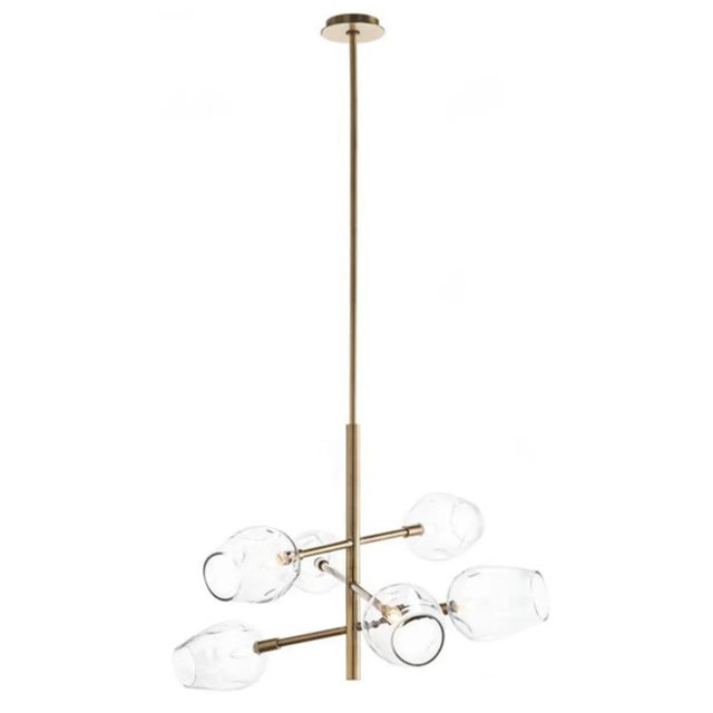 John Richard Modern Brass Finished Glass Globe Chandelier For Sale In Atlanta - Image 6 of 6