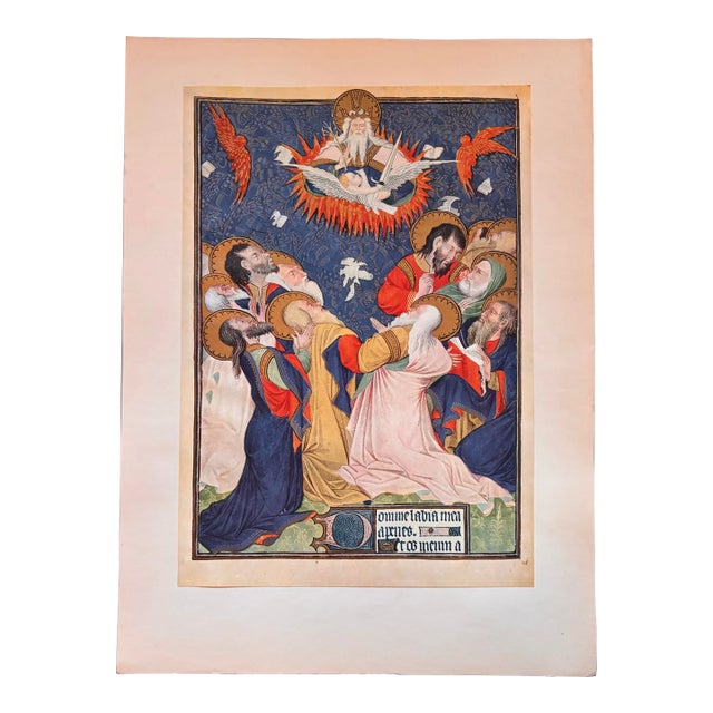 1950s The Pentecost Color Heliograph, Vintage Print From the Rohan Hours, A French Illuminated Manuscript For Sale