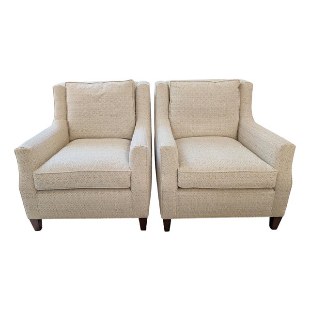 Boucle Wingback Armchairs (Pair) For Sale