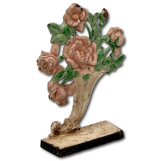 This is a Great Looking Authentic Vintage American Cast Iron Flower Doorstop. Circa 1930s. This Hard to Find Model was...