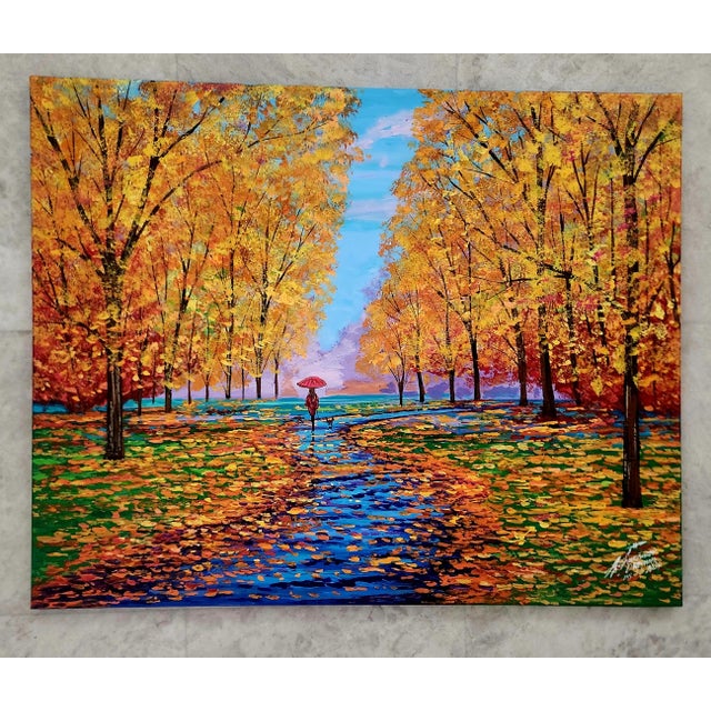 Gold Impressionist Original Oil on Canvas Painting #4 For Sale - Image 8 of 8