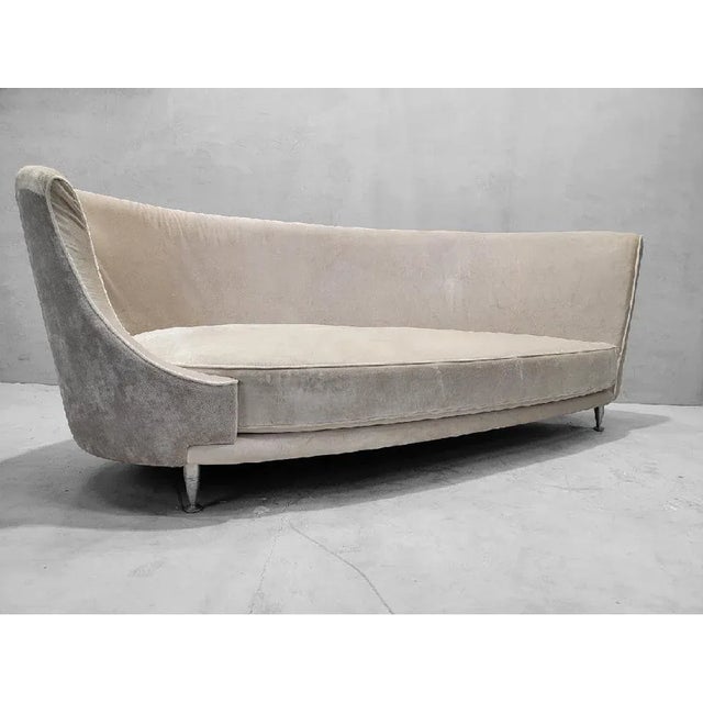 White Vintage Modern Italian Moroso NewTone Drop Left Sofa Reupholstered in Velvet For Sale - Image 8 of 9