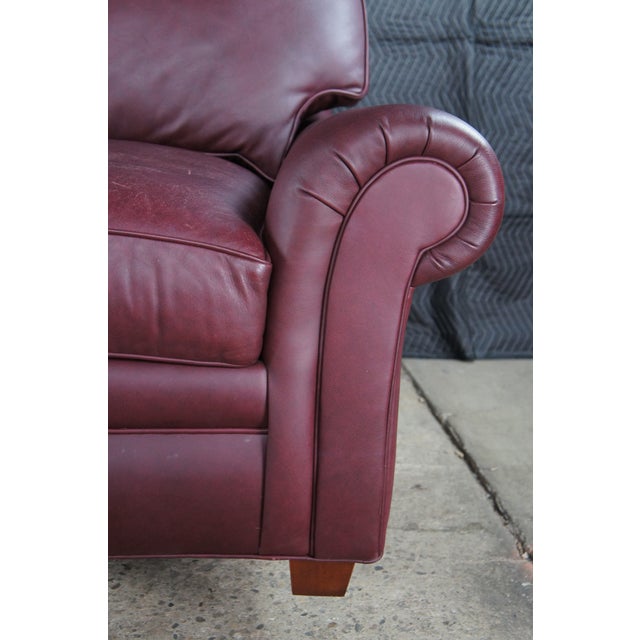 Hancock & Moore Vintage Hancock & Moore Traditional Red Leather 3 Seater Sofa Rolled Arms For Sale - Image 4 of 13