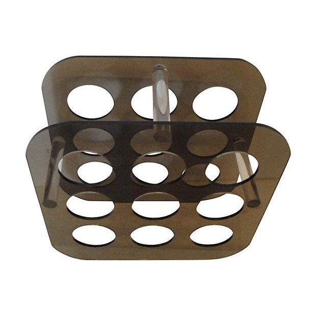 Vintage Smoked & Clear Lucite Wine Rack Chairish