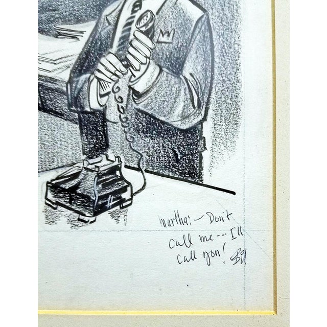 1970s 1970s Bill Canfield Signed Gift to Martha Mitchell Cartoon For Sale - Image 5 of 12