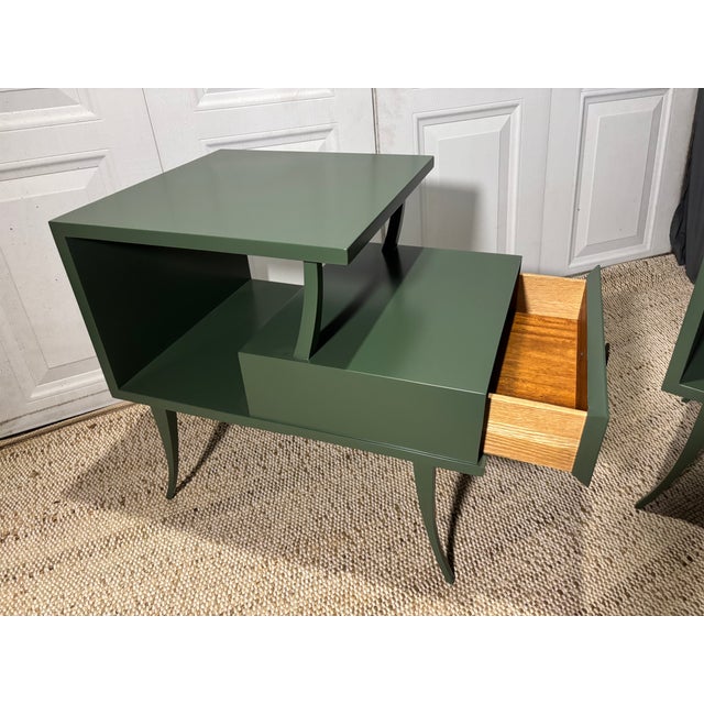 1960s 1960s Pair of MCM Two Tiered Side Table With Drawer For Sale - Image 5 of 15