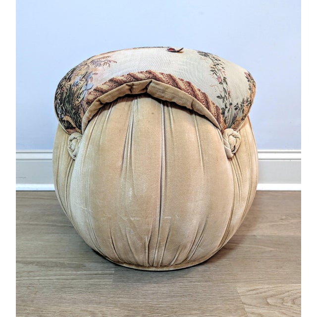 Textile Vintage Camel Tapestry Pillow Top Pouf Ottoman For Sale - Image 7 of 15