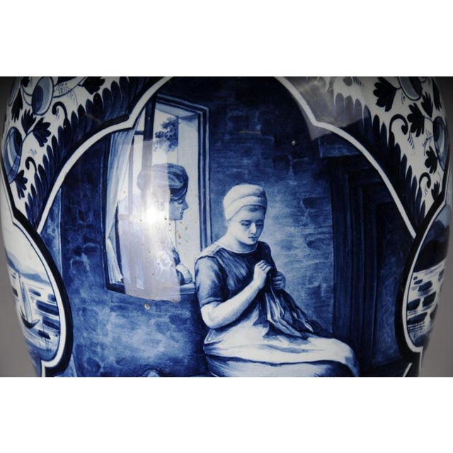 Antique Delft Lidded Vases, 20th Century, Set of 2 For Sale - Image 10 of 16