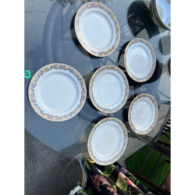 Mid-Century Modern Vintage United Wilson Porcelain Plates With Floral Edges- Set of 6 For Sale - Image 3 of 5