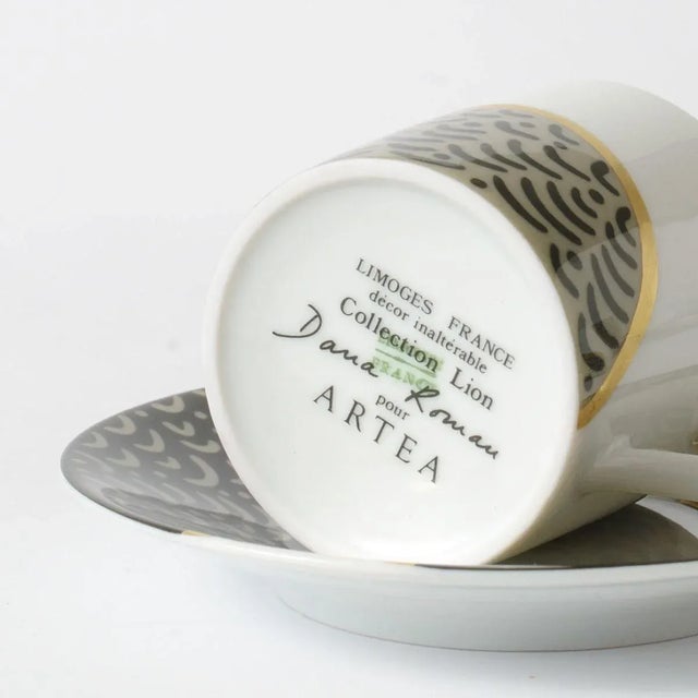 Postmodern Limoges Porcelain Coffee Cups by Dana Roman for Artea, 1980s For Sale - Image 3 of 7