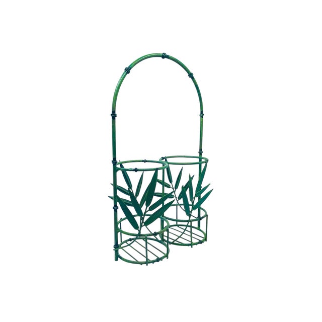 Verdigris Bamboo design double iron wine holder. Palm beach perfect, this handle makes it a breeze to display your wine or...