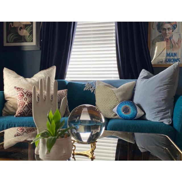2020s "Blue Eye" Sculpted Organic Cotton Sateen Original Pilow For Sale - Image 5 of 8