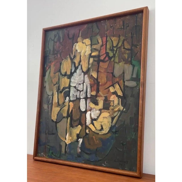 Vintage Mid-Century Modern Abstract Floral Painting by E. Sundt, Signed '57 For Sale - Image 4 of 10