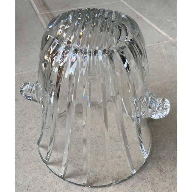 Late 20th Century Late 20th Century Flared Swirl Cut Crystal Nautilus Shell Applied Handles Ice Bucket in the Manner of Tiffany & Company For Sale - Image 5 of 18