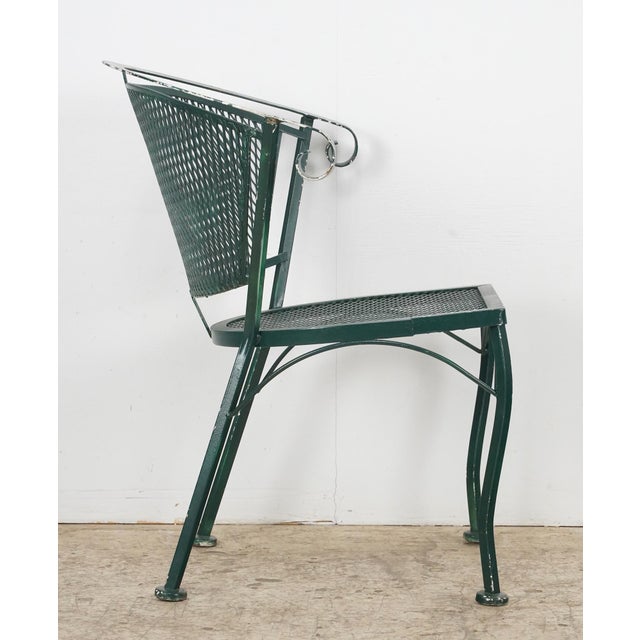 Metal Pair of Late 20th Century Green Mesh Wrought Iron Patio Chairs For Sale - Image 7 of 14