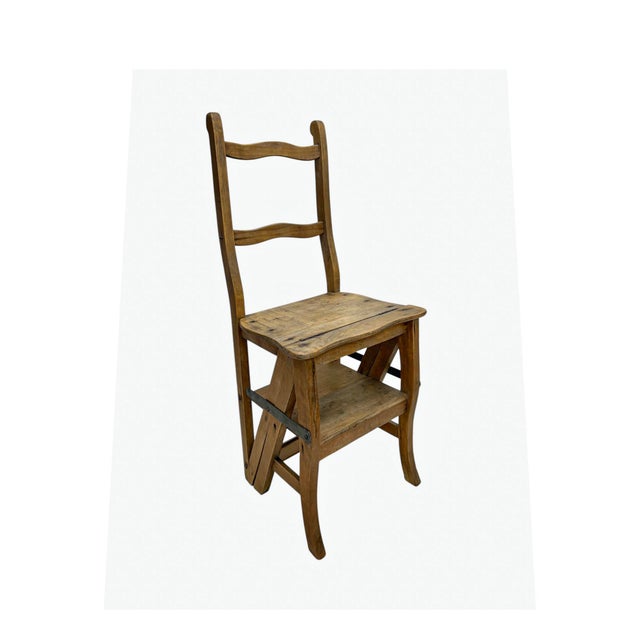 Metamorphic Wooden Folding Library Stepladder, 1890s For Sale - Image 4 of 17