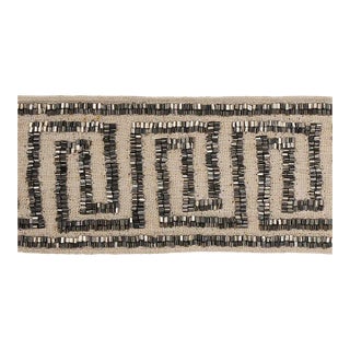 Schumacher Delphi Beaded Tape in Mercury on Natural For Sale