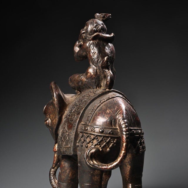 Traditional Late 19th Century Gilt Bronze Monkey on Elephant Statue, 1.5kg For Sale - Image 3 of 8