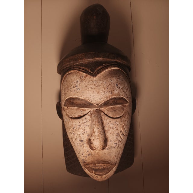 Extraordinary Vintage African Tribal Mask Pair – Dramatic Hand Carved Wall Sculptures For Sale - Image 4 of 10