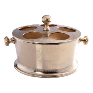 Serrano 5-Bottle Metal Wine Holder, Gold For Sale