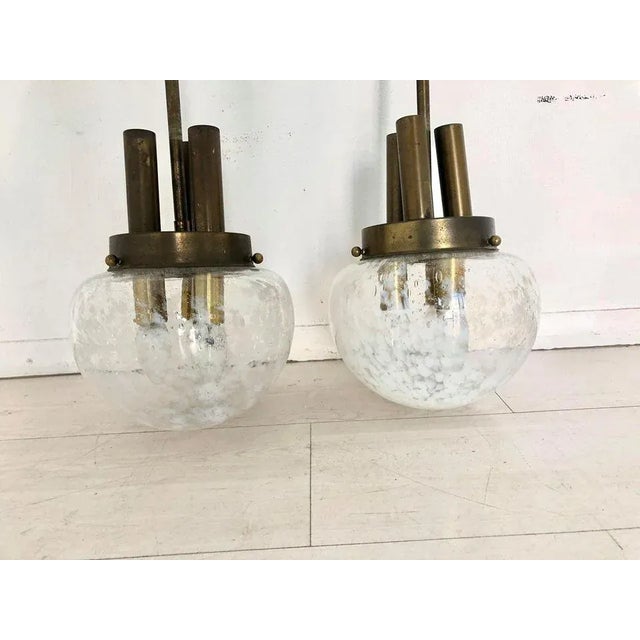 Brass & Glass Ceiling Lamps, 1950s, Set of 2 For Sale - Image 3 of 13