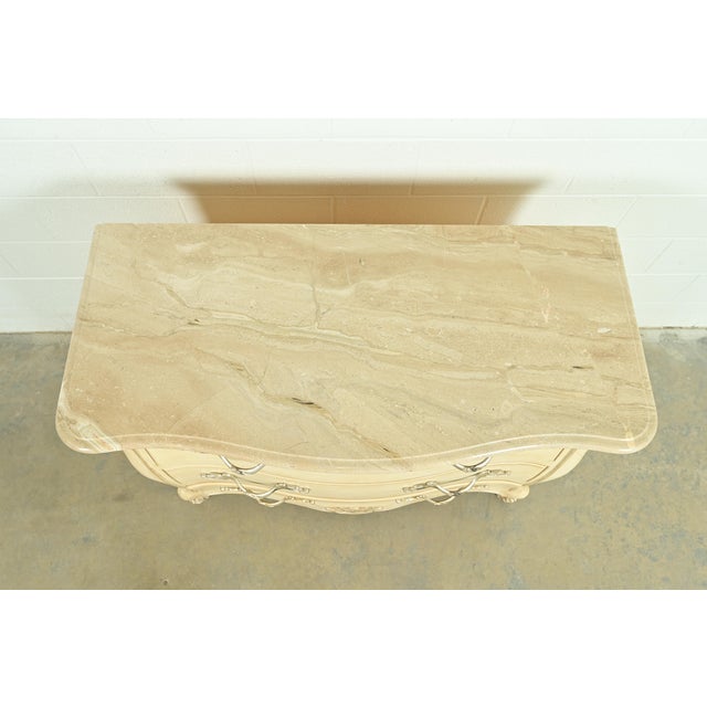 Henredon French Rococo Louis XV Carved Oak and Silver Gilt Marble Top Commode or Chest of Drawers For Sale - Image 13 of 18