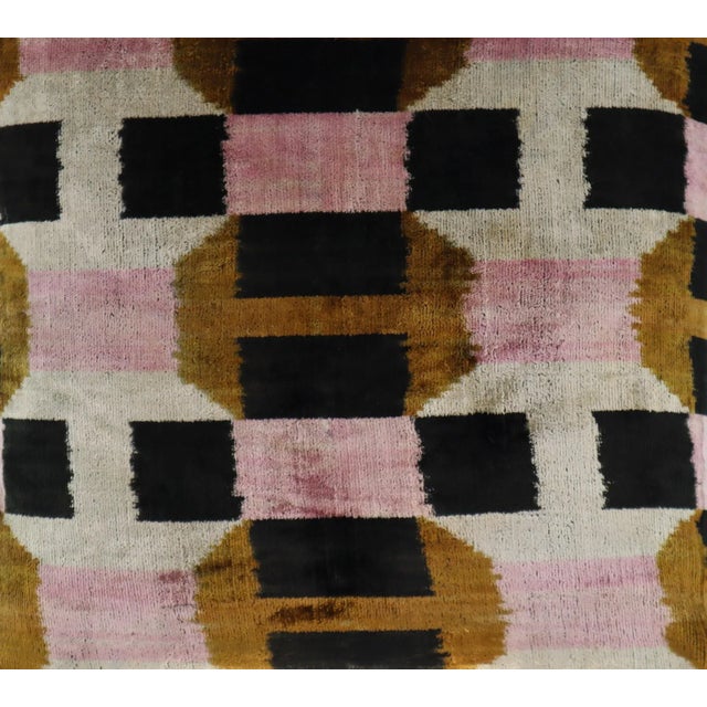 Modern Handmade Pink & Brown Silk Velvet Throw Pillow & Down Insert For Sale - Image 3 of 12