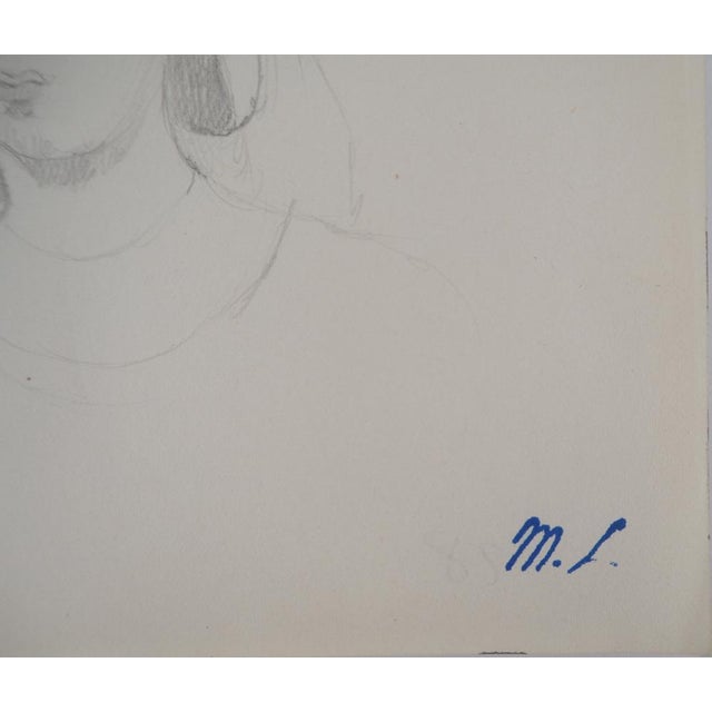 Marie LAURENCIN pensive young girl Original pencil drawing Signed with the artist's stamp On paper 13.5 x 14.5 cm Very...