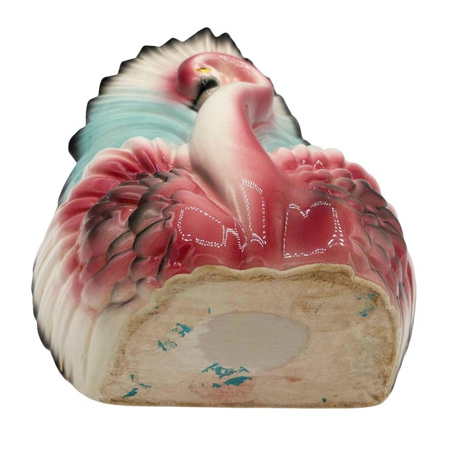 Ceramic 1950s Mid-Century California Ceramic Pottery Pink Flamingo W/ Open Wings Tv Table Lamp For Sale - Image 7 of 9
