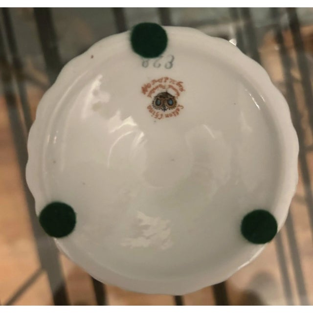 1970s Lefton Vintage Bisque Floral Swirl Hand-Painted Pedestal Vase With Gold Trim For Sale - Image 5 of 5