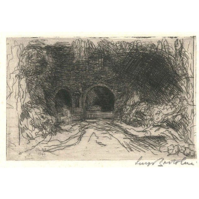 Image dimensions: 12.5 x 19.5 cm. Fonte Canapina (Canapina Fount) is an original work realized by Luigi Bartolini in 1940....