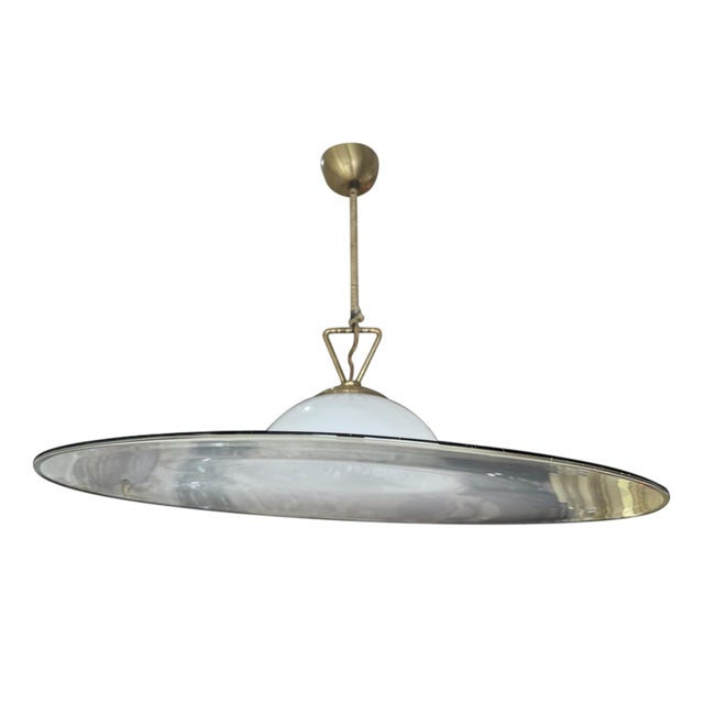 White Murano Glass Suspension attributed to Vistosi, Italy, 1980 For Sale