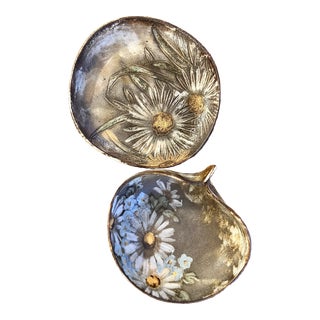 Mid 20th Century Alexander Kostanda Vallauris Floral Bowl and Plate 2-Piece Set, *Hand-Signed* For Sale