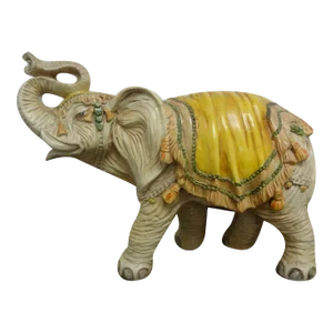Large Hollywood Regency Polychrome Elephant Sculpture