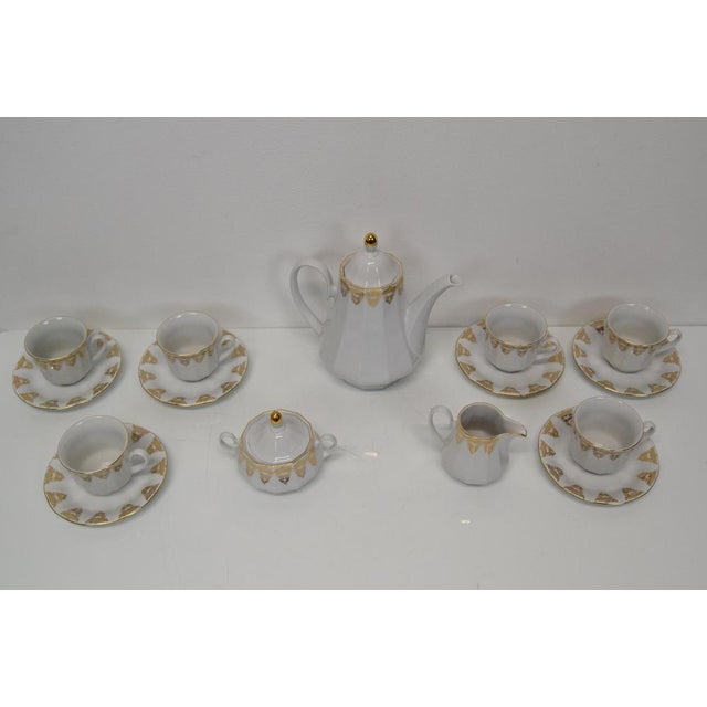 Made in Czechoslovakia. Made of porcelain Kettle 23x14x22cm Jug for milk 9x11x5cm Plate 15x2cm Cup 7x10x8cm Sugar bowl 10...