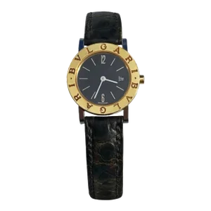 Bvlgari BB26 SGLD Classic Wrist Watch in Black Leather Strap