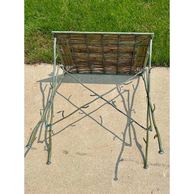 Twig Accent Table, With Twig Woven Mat, Branch-Like Metalwork, Garden Table Adorned With Metal Birds and Leaves, 1970’s For Sale - Image 9 of 12